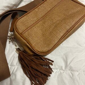 Brown Crossbody Bag with Tassel
